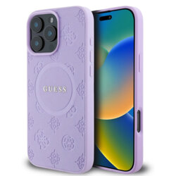 Husa Guess Saffiano Peony Classic Logo MagSafe iPhone 16 Pro Max, mov, GUHMP16XPSAPSMEU