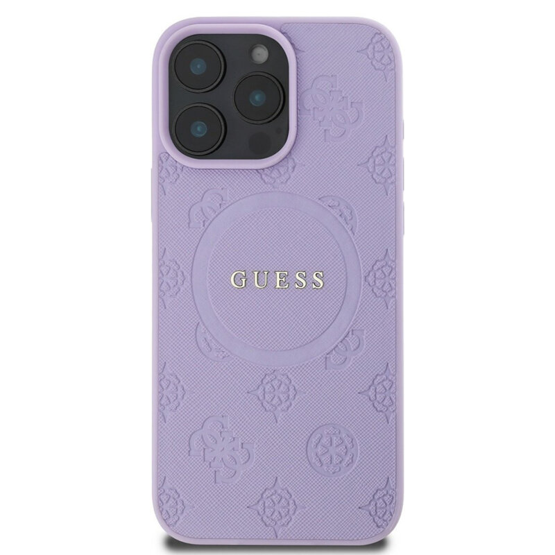Husa Guess Saffiano Peony Classic Logo MagSafe iPhone 16 Pro Max, mov, GUHMP16XPSAPSMEU