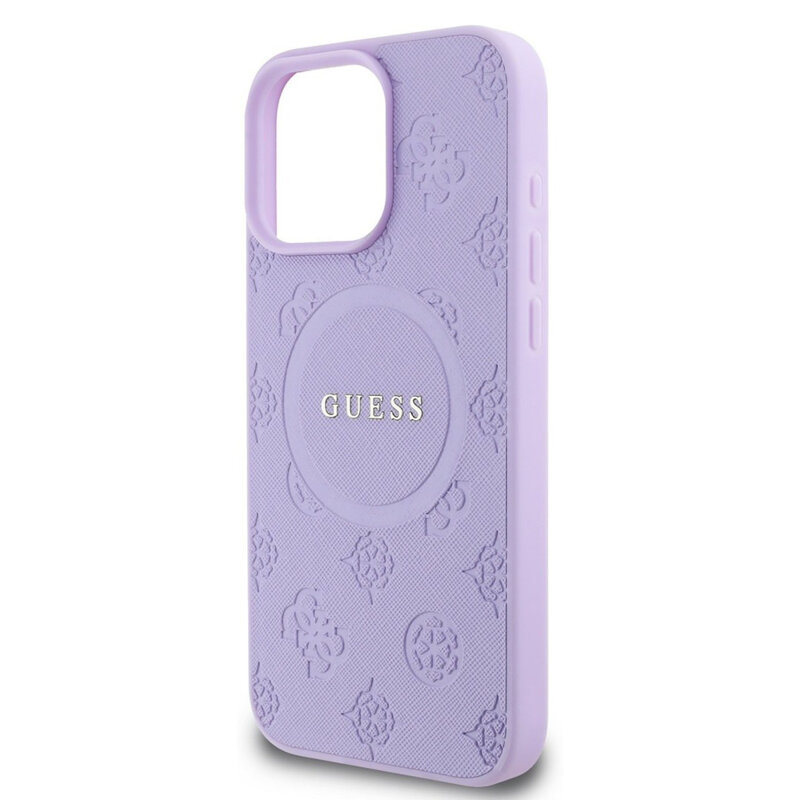 Husa Guess Saffiano Peony Classic Logo MagSafe iPhone 16 Pro Max, mov, GUHMP16XPSAPSMEU