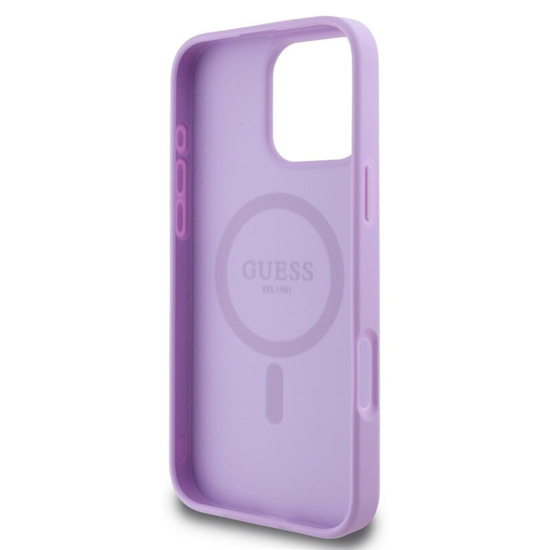 Husa Guess Saffiano Peony Classic Logo MagSafe iPhone 16 Pro Max, mov, GUHMP16XPSAPSMEU
