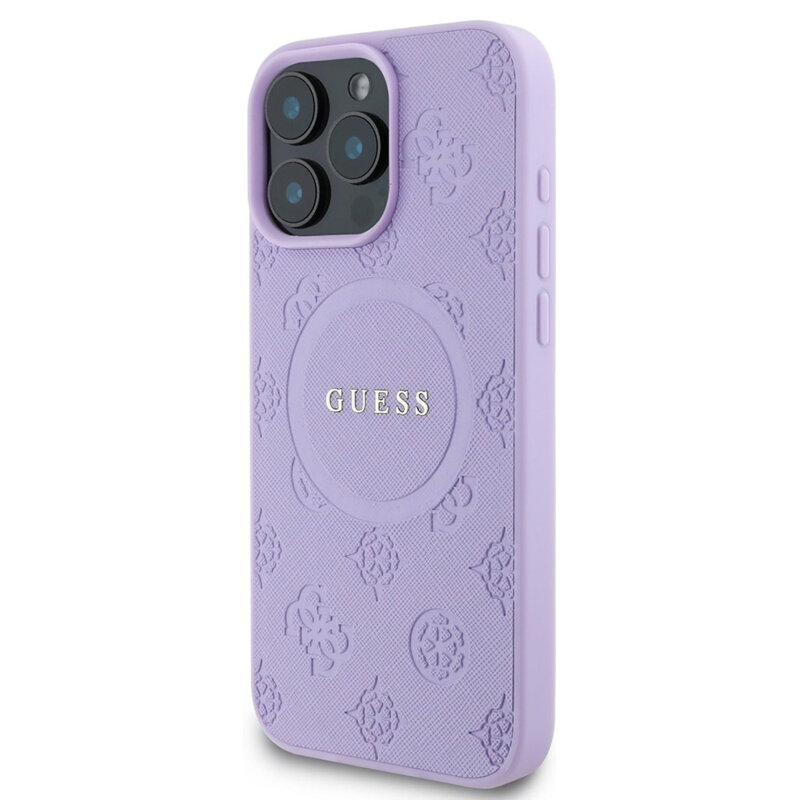 Husa Guess Saffiano Peony Classic Logo MagSafe iPhone 16 Pro, mov, GUHMP16LPSAPSMEU