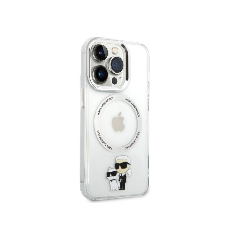 Husa iPhone 14 Pro Karl Lagerfeld Hardcase MagSafe, Iconic Karl&Choupette, clear, KLHMP14LHNKCIT