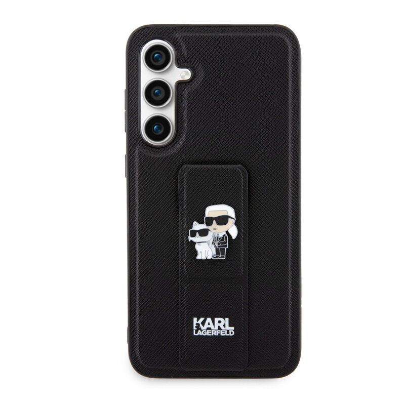 Husa originala Samsung Galaxy S23 FE Karl Lagerfeld Saffiano Gripstand, Karl&Choupette, negru, KLHCS23FEGSAKCPK
