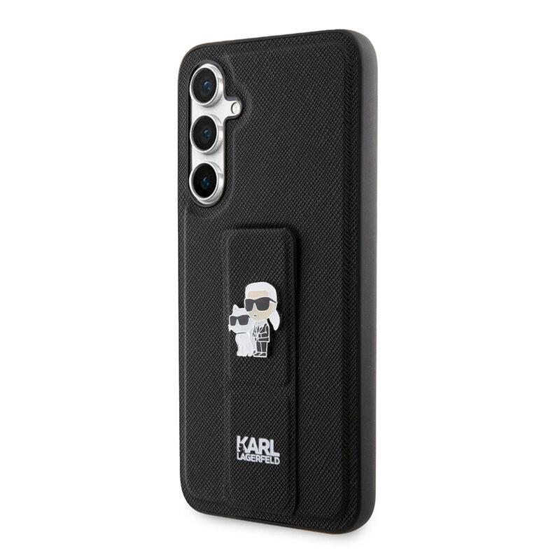 Husa originala Samsung Galaxy S23 FE Karl Lagerfeld Saffiano Gripstand, Karl&Choupette, negru, KLHCS23FEGSAKCPK