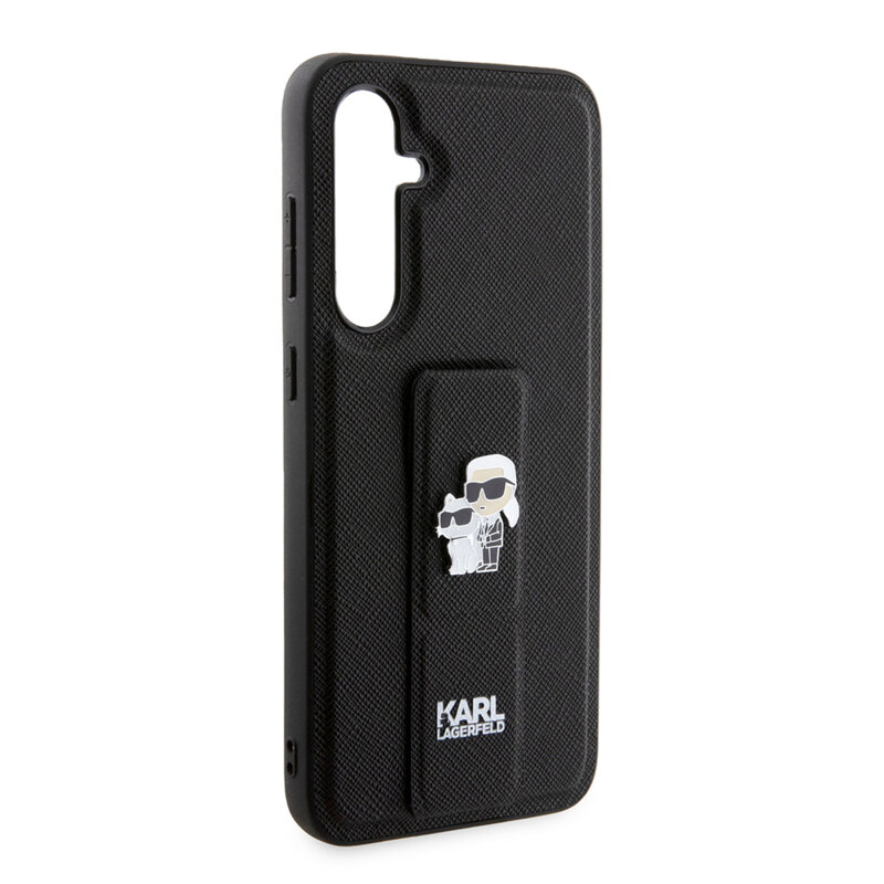 Husa originala Samsung Galaxy S23 FE Karl Lagerfeld Saffiano Gripstand, Karl&Choupette, negru, KLHCS23FEGSAKCPK