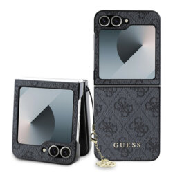 Husa originala Guess Samsung Galaxy Z Flip6 Hardcase 4G Charm, negru, GUHCZF6GF4GGR