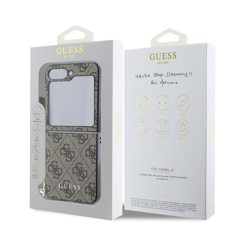 Husa originala Guess Samsung Galaxy Z Flip6 Hardcase 4G Charm, maro, GUHCZF6GF4GBR