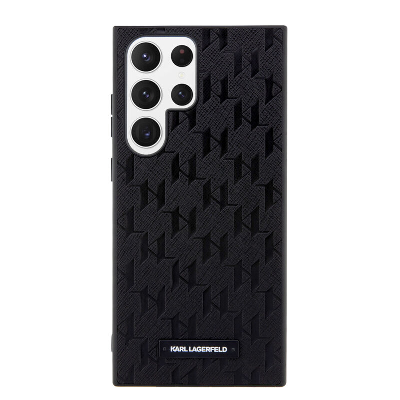 Husa originala Samsung Galaxy S23 Ultra Karl Lagerfeld Saffiano, Mono Metal Logo, negru, KLHCS23LSAKLHPK