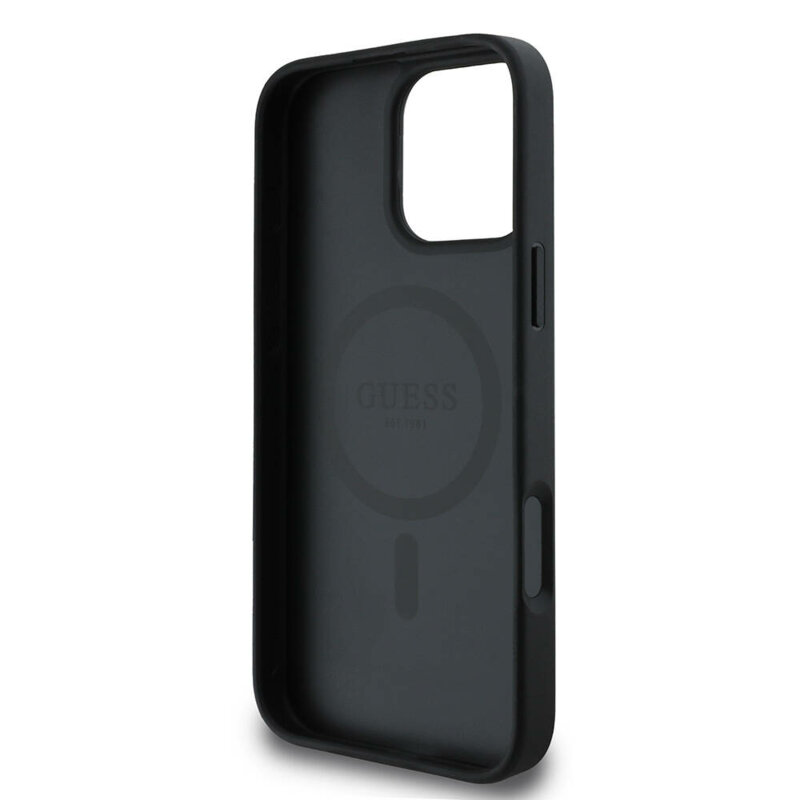 Husa Guess Saffiano Classic Logo MagSafe iPhone 16 Pro Max, negru, GUHMP16XPSAHMCK