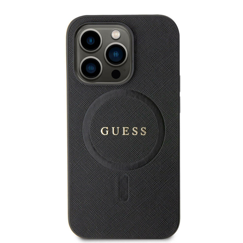 Husa Guess Saffiano MagSafe iPhone 15 Pro Max, negru, GUHMP15XPSAHMCK