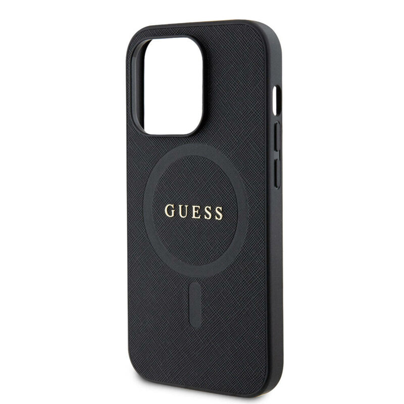 Husa Guess Saffiano MagSafe iPhone 15 Pro, negru, GUHMP15LPSAHMCK