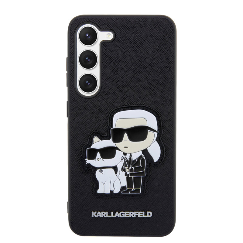 Husa originala Samsung Galaxy S23 Plus Karl Lagerfeld Saffiano, Karl&Choupette Metal Pin, negru, KLHCS23MSANKCPK