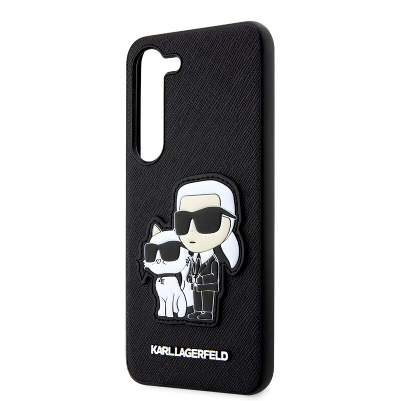 Husa originala Samsung Galaxy S23 Plus Karl Lagerfeld Saffiano, Karl&Choupette Metal Pin, negru, KLHCS23MSANKCPK