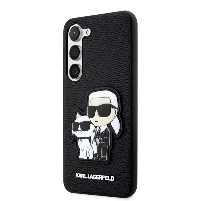 Husa originala Samsung Galaxy S23 Plus Karl Lagerfeld Saffiano, Karl&Choupette Metal Pin, negru, KLHCS23MSANKCPK