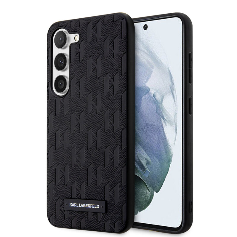 Husa originala Samsung Galaxy S23 Karl Lagerfeld Saffiano, Mono Metal Logo, negru, KLHCS23SSAKLHPK