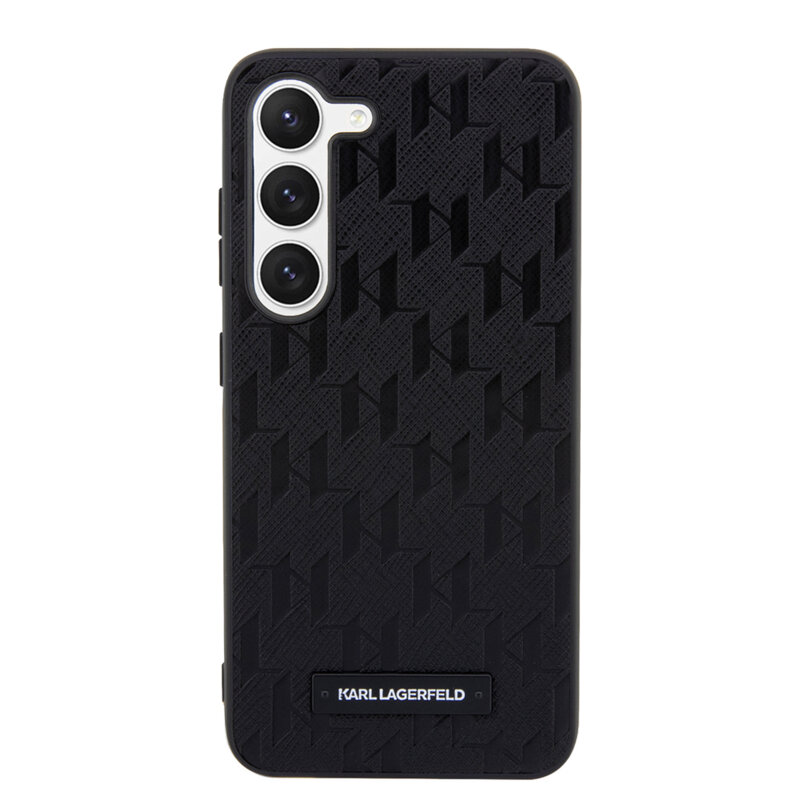 Husa originala Samsung Galaxy S23 Karl Lagerfeld Saffiano, Mono Metal Logo, negru, KLHCS23SSAKLHPK