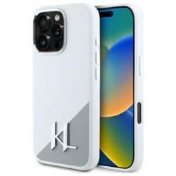 Husa Karl Lagerfeld iPhone 16 Pro Max Silicone, Initial Logo, alb, KLHMP16XSCMKMPCH