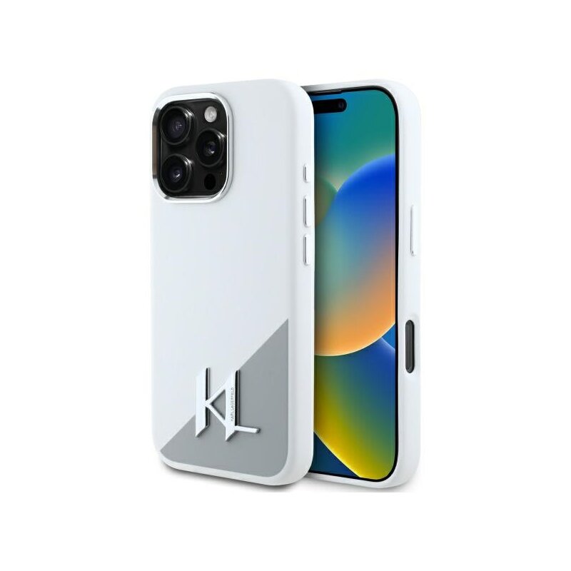Husa Karl Lagerfeld iPhone 16 Pro Max Silicone, Initial Logo, alb, KLHMP16XSCMKMPCH