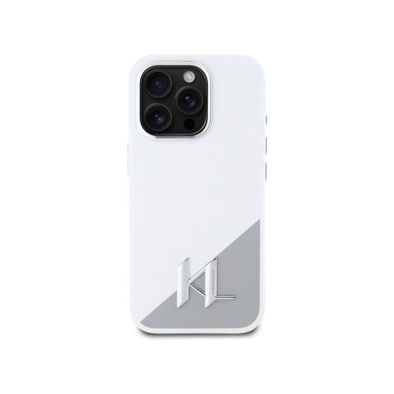 Husa Karl Lagerfeld iPhone 16 Pro Max Silicone, Initial Logo, alb, KLHMP16XSCMKMPCH