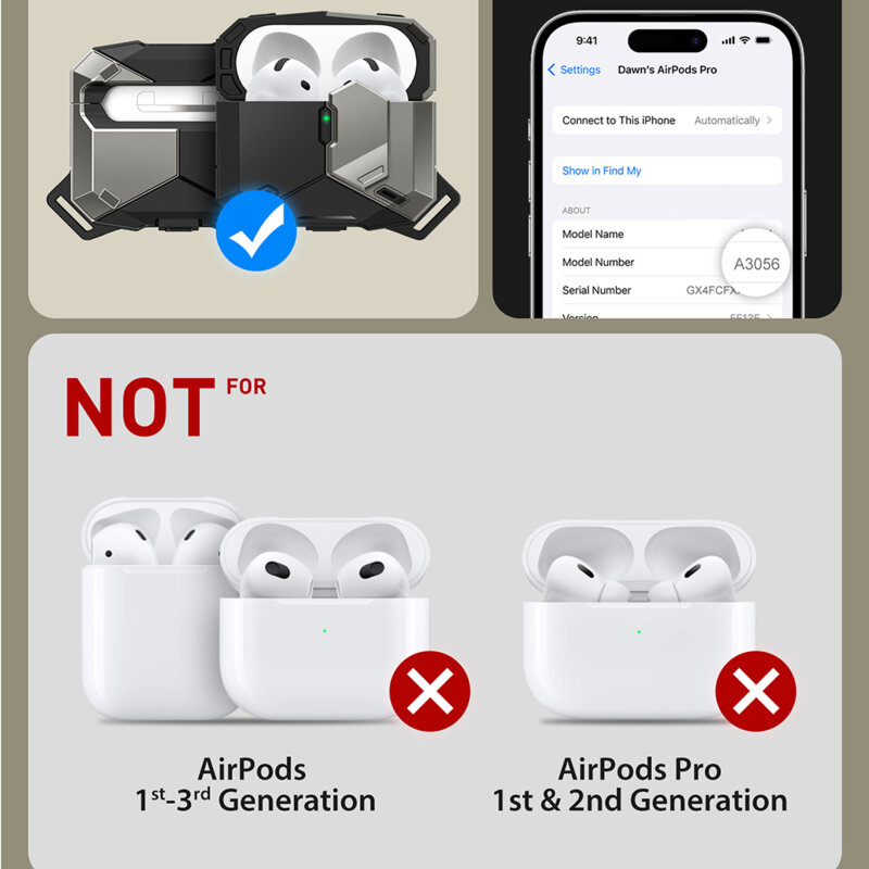 Husa Apple AirPods 4 I-Blason Matrix, lanyard, negru