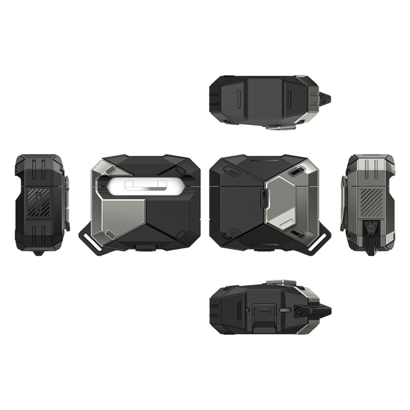 Husa Apple AirPods 4 I-Blason Matrix, lanyard, negru