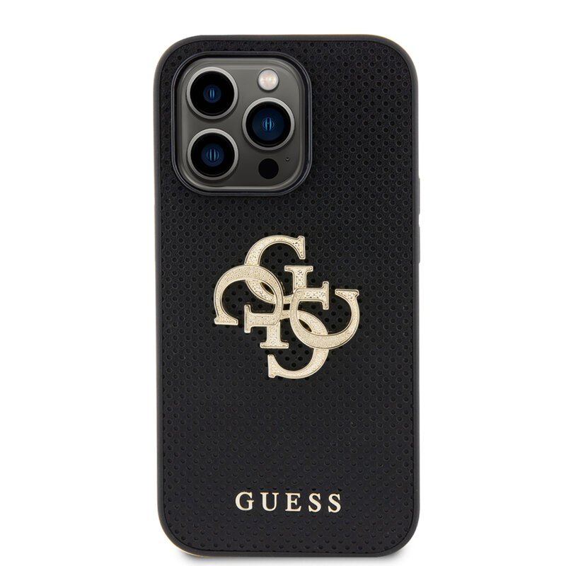Husa iPhone 15 Pro Max Guess Leather Perforated 4G, negru, GUHCP15XPSP4LGK