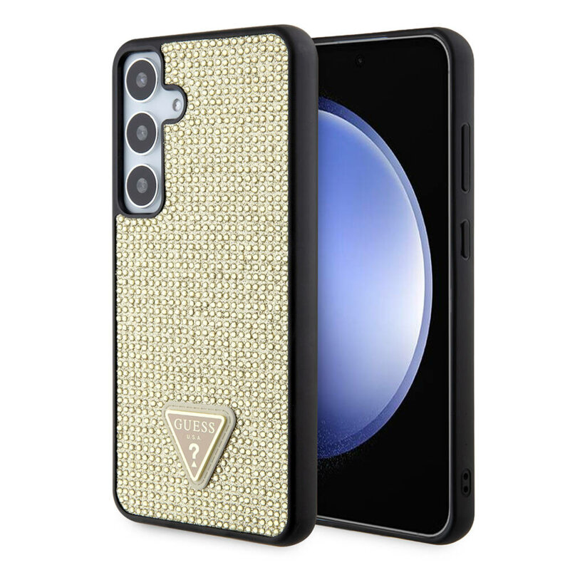 Husa originala Guess Samsung Galaxy S24 Plus Rhinestone Triangle, auriu, GUHCS24MHDGPPD