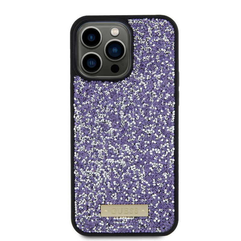 Husa originala Guess iPhone 15 Pro Rhinestone Metal Logo, mov, GUHCP15LPFGSBSP