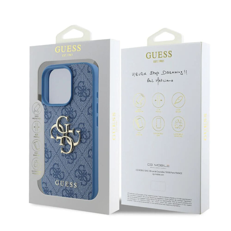 Husa originala Guess iPhone 16 Pro Max Hardcase 4G Big Logo, albastru, GUHCP16X4GMGBL