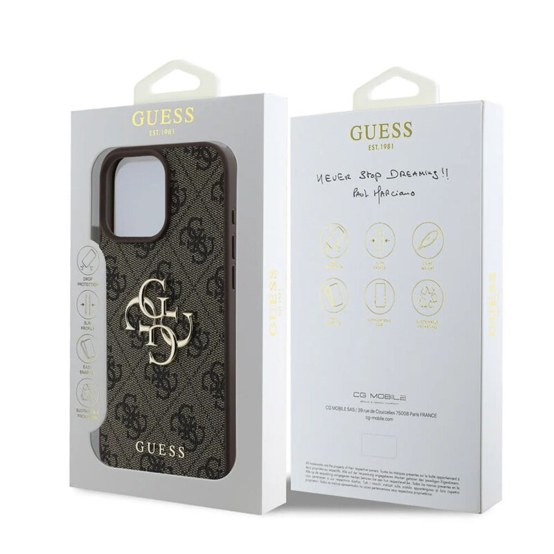 Husa originala Guess iPhone 16 Pro Max Hardcase 4G Big Logo, maro, GUHCP16X4GMGBR