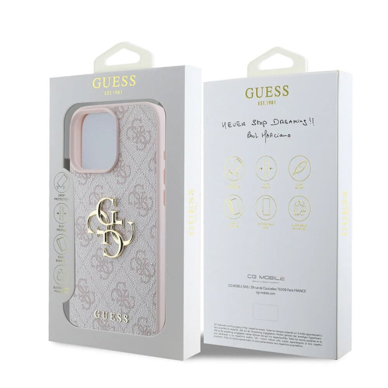 Husa originala Guess iPhone 16 Pro Hardcase 4G Big Logo, roz, GUHCP16L4GMGPI