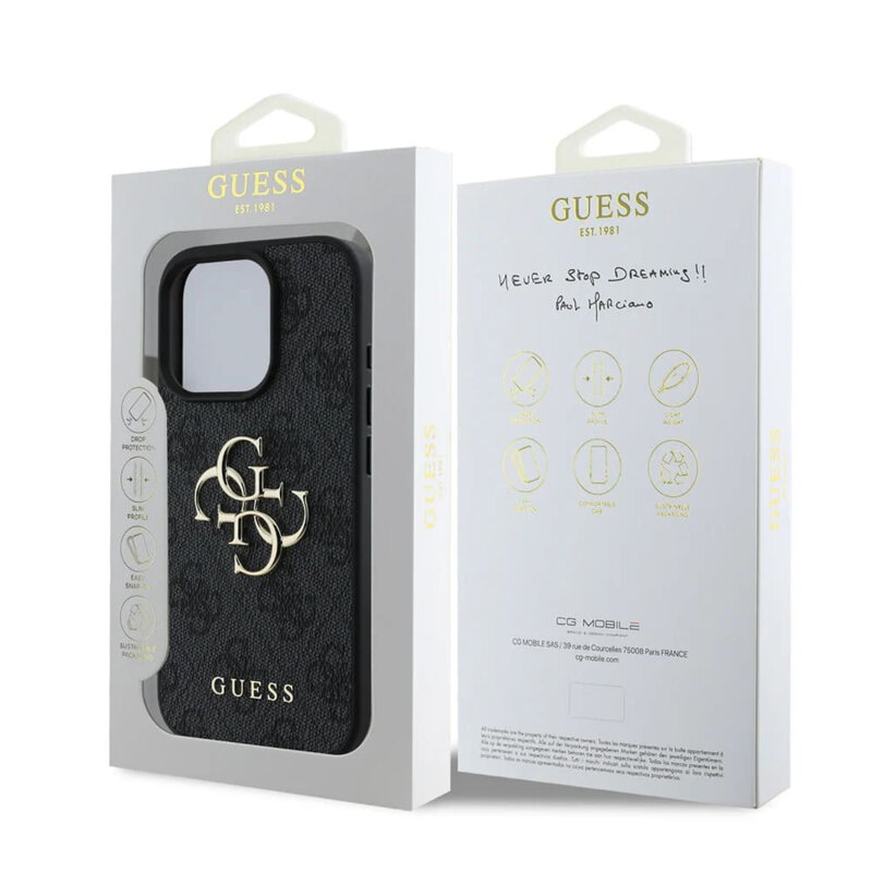 Husa originala Guess iPhone 16 Pro Hardcase 4G Big Logo, negru, GUHCP16L4GMGGR