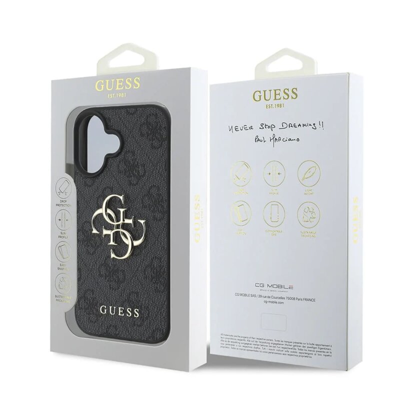 Husa originala Guess iPhone 16 Hardcase 4G Big Logo, negru, GUHCP16S4GMGGR