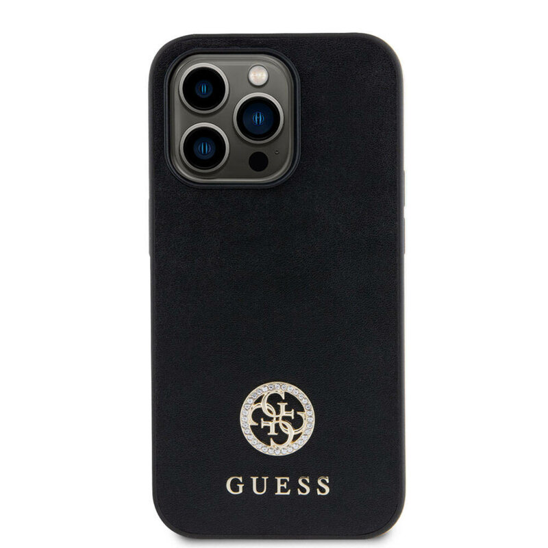 Husa originala Guess iPhone 15 Pro Strass Metal Logo, negru, GUHCP15LPS4DGPK