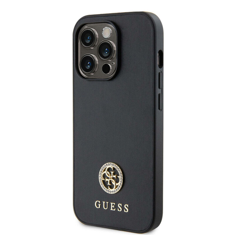 Husa originala Guess iPhone 15 Pro Strass Metal Logo, negru, GUHCP15LPS4DGPK