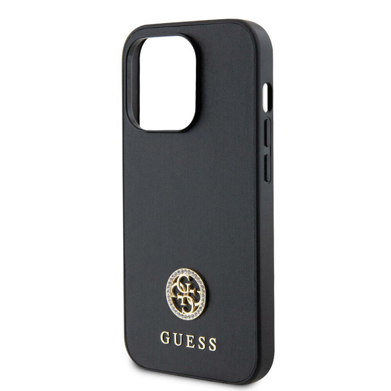 Husa originala Guess iPhone 15 Pro Strass Metal Logo, negru, GUHCP15LPS4DGPK