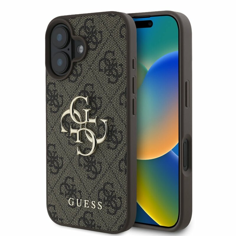 Husa originala Guess iPhone 16 Plus Hardcase 4G Big Logo, maro, GUHCP16M4GMGBR