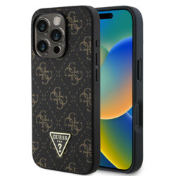 Husa originala Guess iPhone 16 Pro Max Hardcase 4G Triangle Metal Logo, negru, GUHCP16XPG4GPK