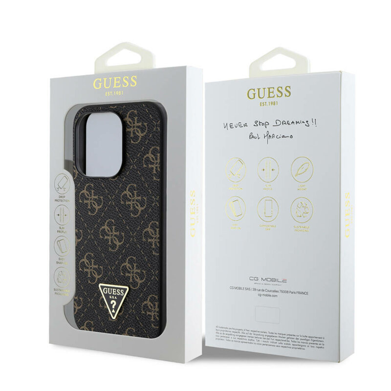Husa originala Guess iPhone 16 Pro Hardcase 4G Triangle Metal Logo, negru, GUHCP16LPG4GPK