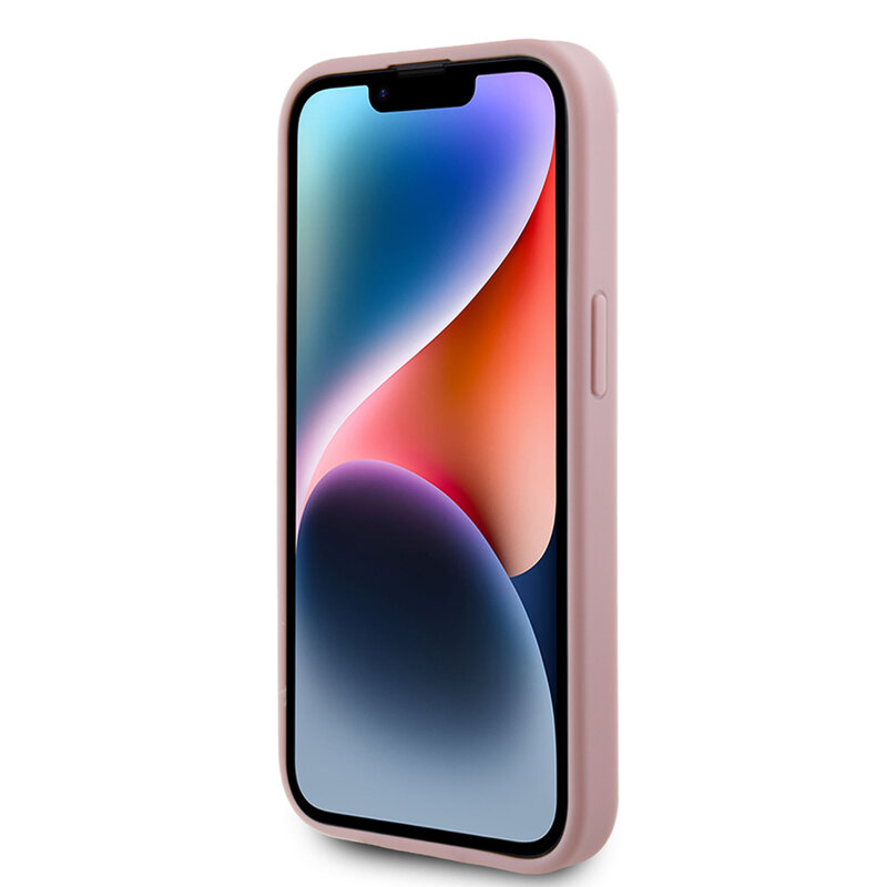 Husa Guess Glitter Script Big 4G iPhone 15 Plus cu sclipici, roz, GUHCP15MHG4SGP