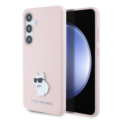 Husa Karl Lagerfeld Samsung Galaxy S24 Plus Silicone, ChoupetteMetal Pin, roz, KLHCS24MSMHCNPP