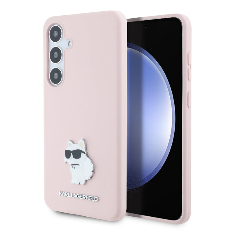 Husa Karl Lagerfeld Samsung Galaxy S24 Plus Silicone, ChoupetteMetal Pin, roz, KLHCS24MSMHCNPP
