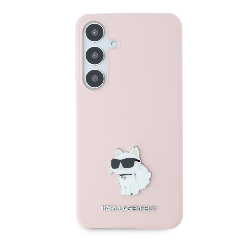 Husa Karl Lagerfeld Samsung Galaxy S24 Plus Silicone, ChoupetteMetal Pin, roz, KLHCS24MSMHCNPP