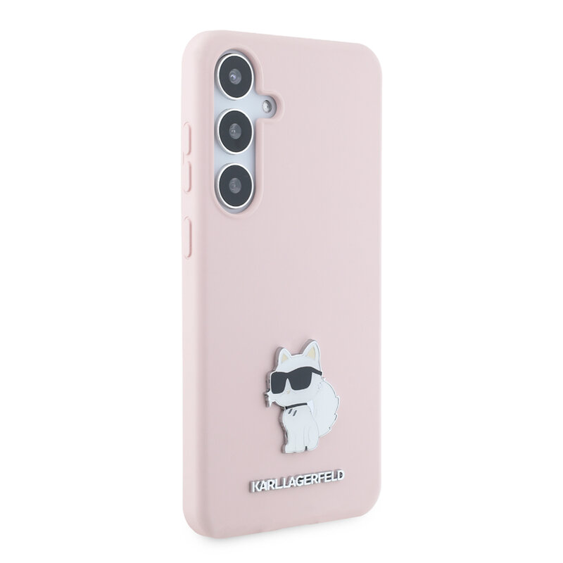 Husa Karl Lagerfeld Samsung Galaxy S24 Plus Silicone, ChoupetteMetal Pin, roz, KLHCS24MSMHCNPP