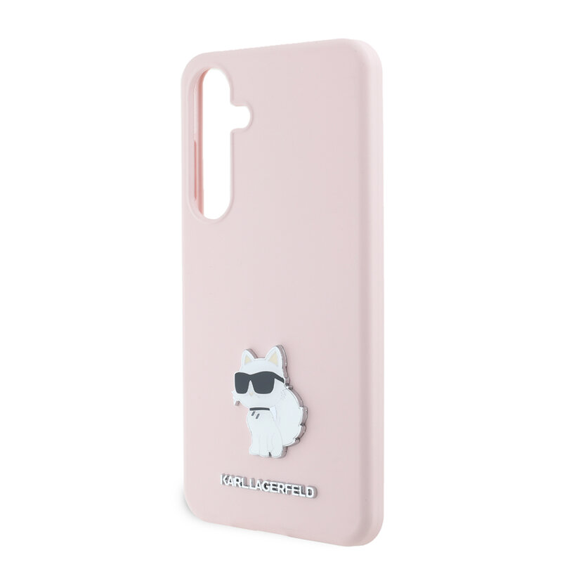 Husa Karl Lagerfeld Samsung Galaxy S24 Plus Silicone, ChoupetteMetal Pin, roz, KLHCS24MSMHCNPP