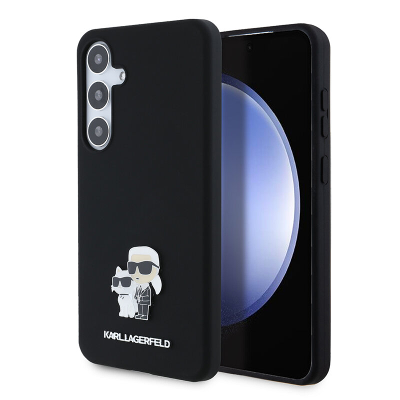 Husa Karl Lagerfeld Samsung Galaxy S24 Plus Silicone, Karl&Choupette Metal Pin, negru, KLHCS24MSMHKCNPK