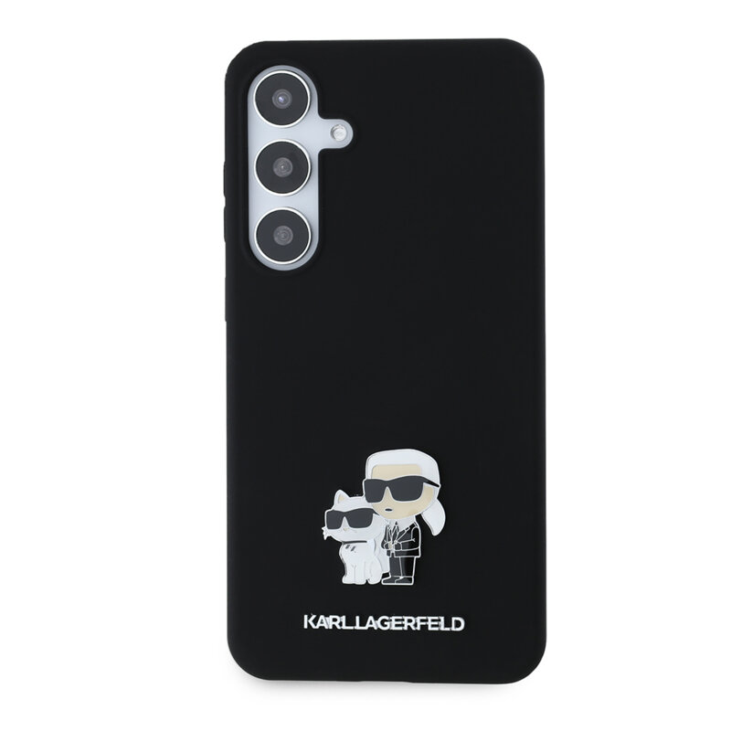 Husa Karl Lagerfeld Samsung Galaxy S24 Plus Silicone, Karl&Choupette Metal Pin, negru, KLHCS24MSMHKCNPK