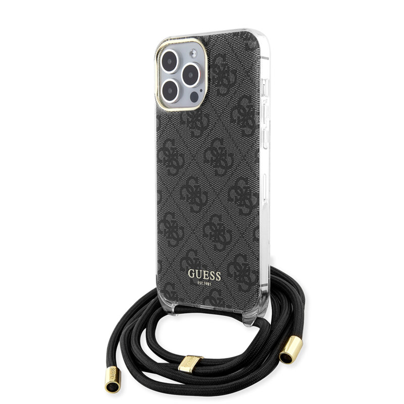 Husa Guess Crossbody Cord 4G Print iPhone 15 Pro Max, negru, GUHCP15XHC4SEK