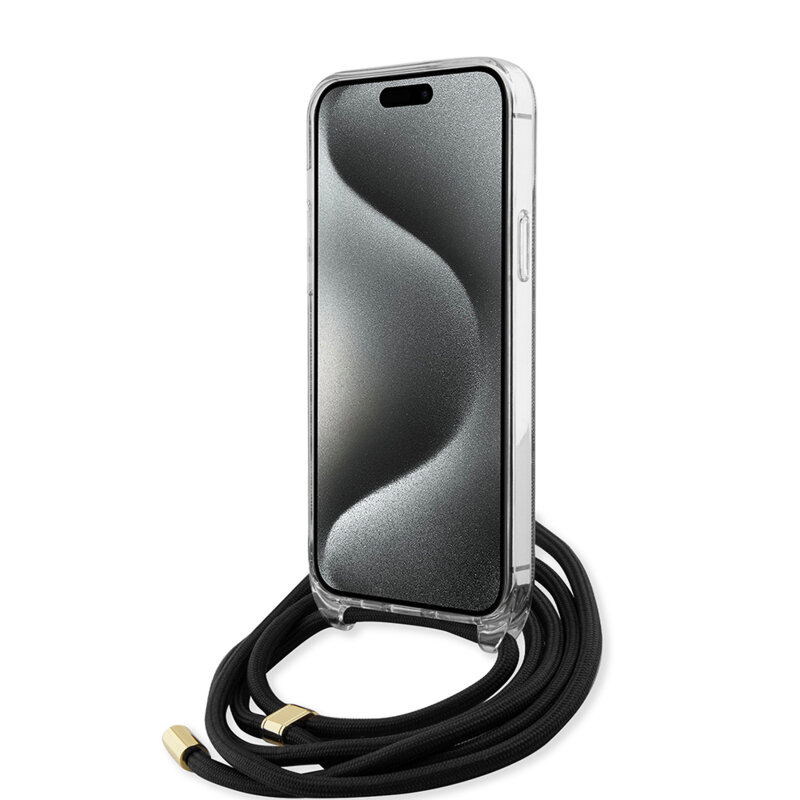 Husa Guess Crossbody Cord 4G Print iPhone 15 Pro Max, negru, GUHCP15XHC4SEK