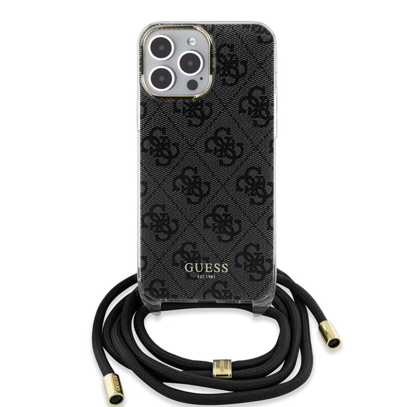Husa Guess Crossbody Cord 4G Print iPhone 15 Pro Max, negru, GUHCP15XHC4SEK